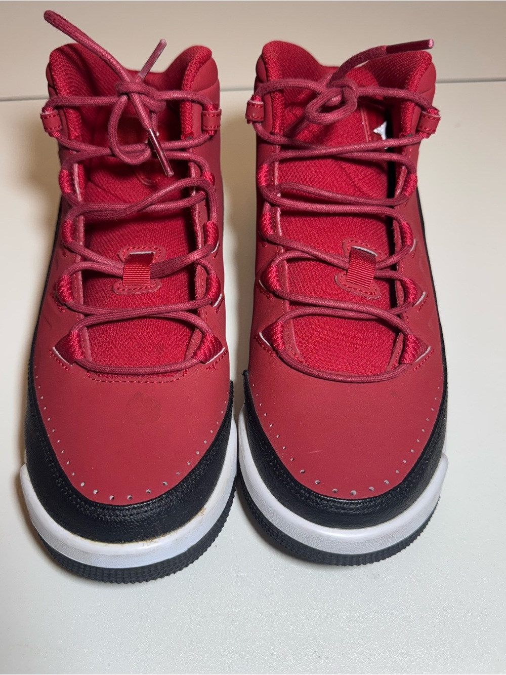Jordan Air Deluxe Red and White Athletic Sneakers